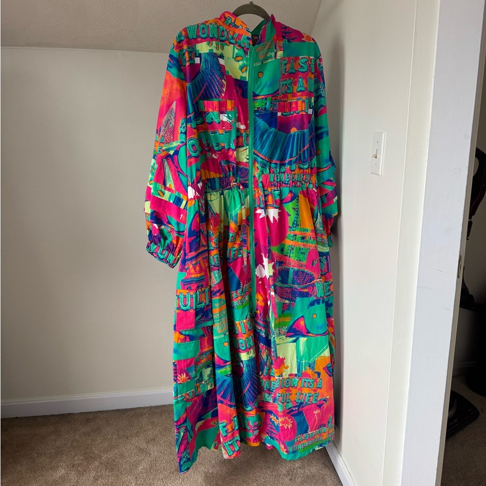 Chaquiche Designer XL Neon Graphic Button-Up Shirt